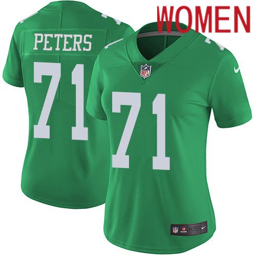 Women Philadelphia Eagles #71 Jason Peters Nike Green Vapor Limited Rush NFL Jersey->women nfl jersey->Women Jersey